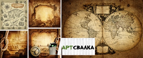 Старинные карты на затертом пергаменте | Old maps on tattered parchment